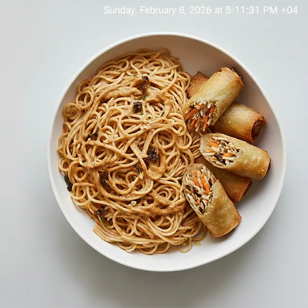 Vietnamese Cha Gio Chay With Peanut Noodle